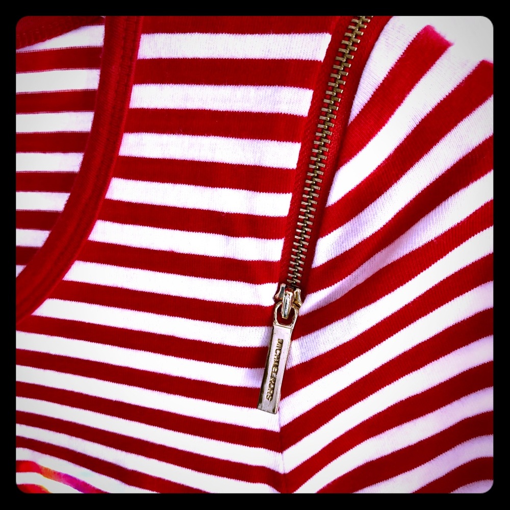 Michael Kors French stripe/Nautical stripe/patriotic T Zipper detail ruching szS